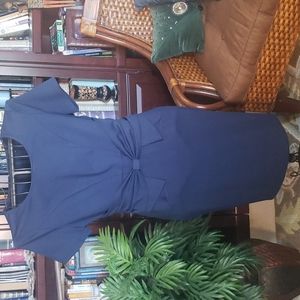 Vfshow Classy Navy Blue Dress w Pleated Bow